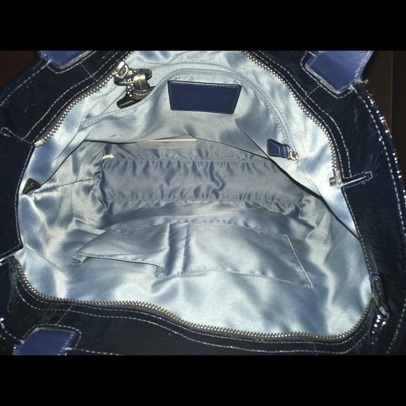 Coach Dark Blue Pleather Tote with Dotted C Design - Picture 8 of 9